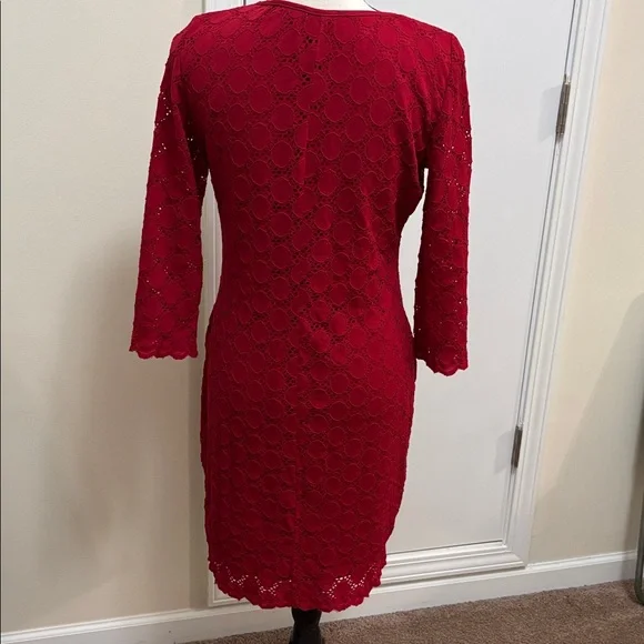 Ronni Nicole Red Lace Long Sleeve Dress size Medium - Picture 4 of 8